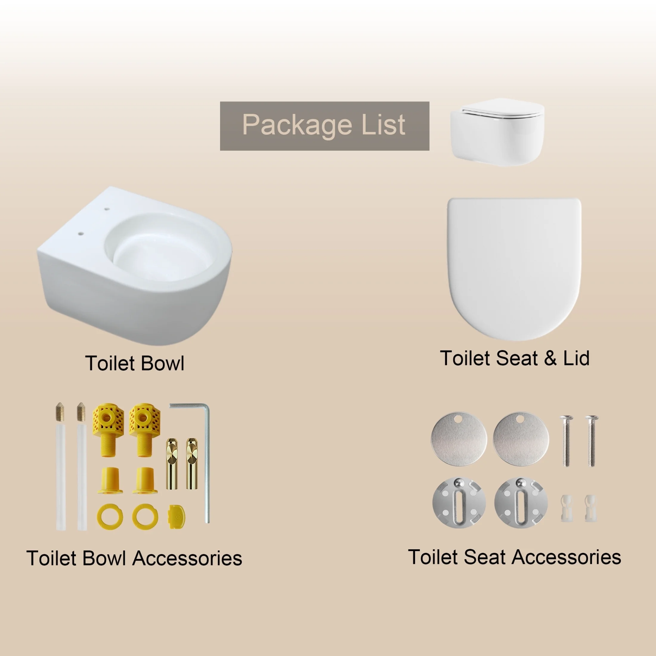 Los Flexi Compact Wall-Mount Toilet Set - Round Bowl, In-Wall Tank, Tornado Flush, Actuator Plate Included