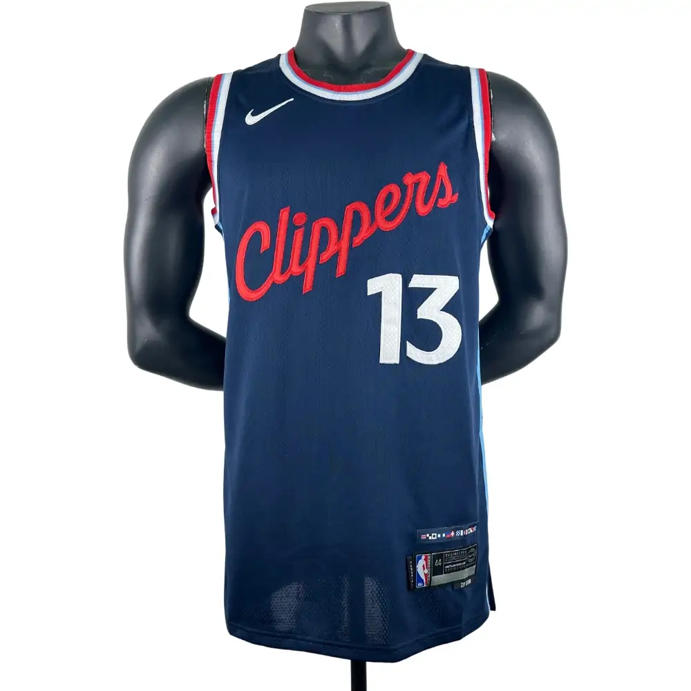 Embroidery 25th season Clippers away navy blue No. 13 George