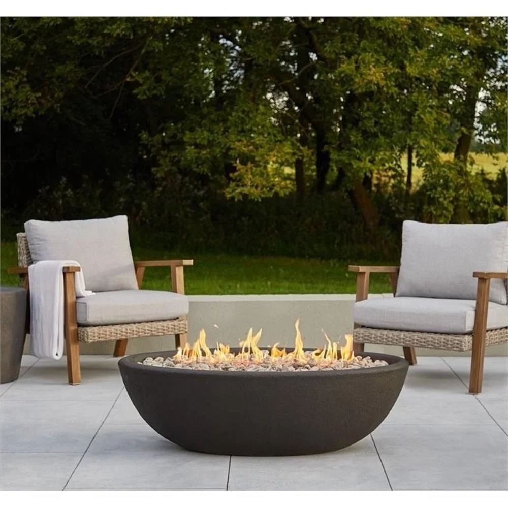 Bowery Hill Contemporary Oval Propane Fire Bowl in Glacier Gray