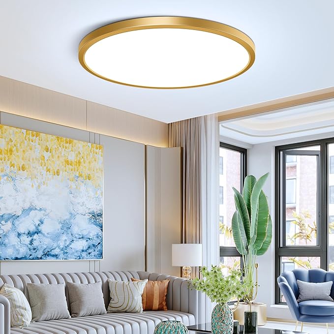 12Inch Gold Flush Mount Ceiling Light Fixture