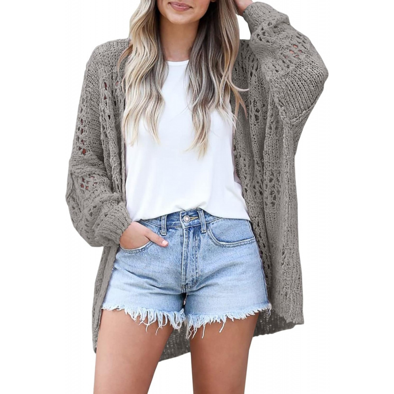 Women's Crochet Cardigan Sweater Kimonos Boho Solid