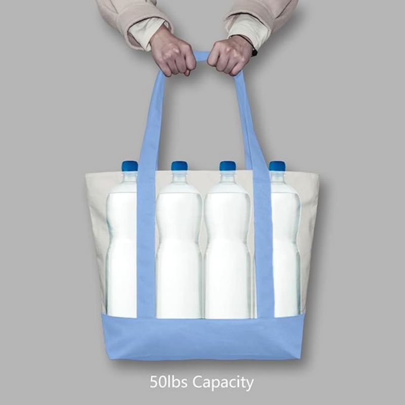 CANVORY 1-Pack Canvas Tote Bag with an External Pocket