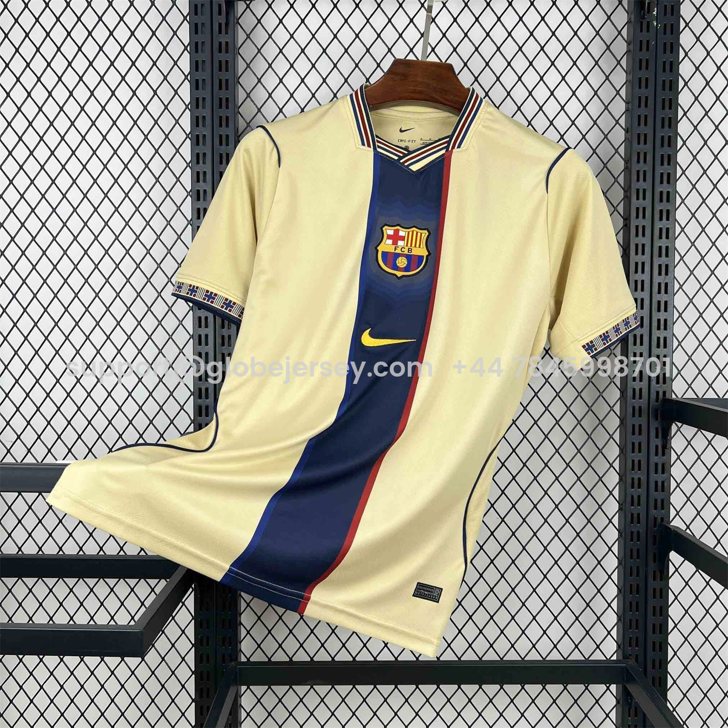 Barcelona 26-27 Blue Vertical Stripes Yellow Jersey - Fans Version