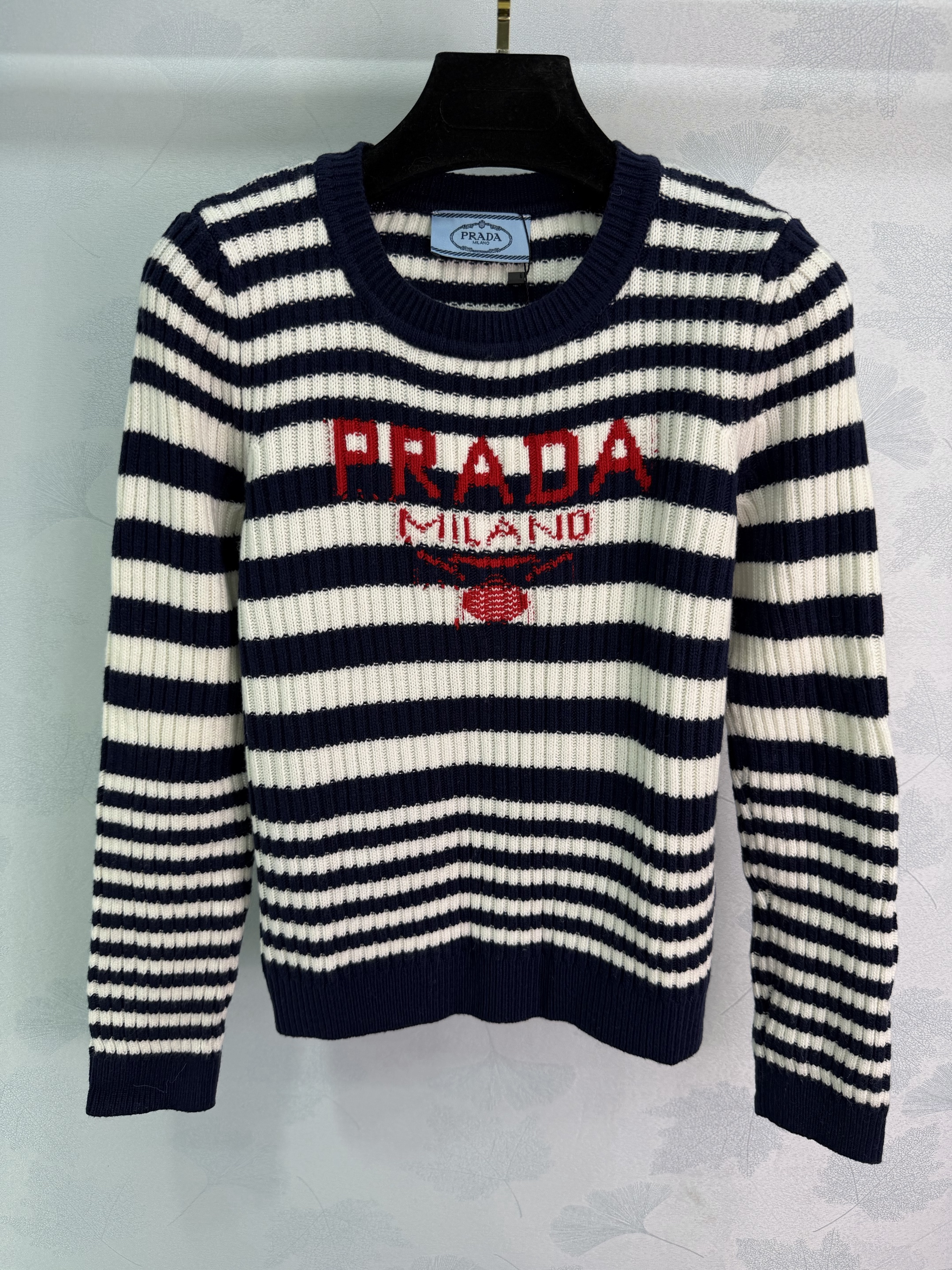 Striped long-sleeved pullover sweater