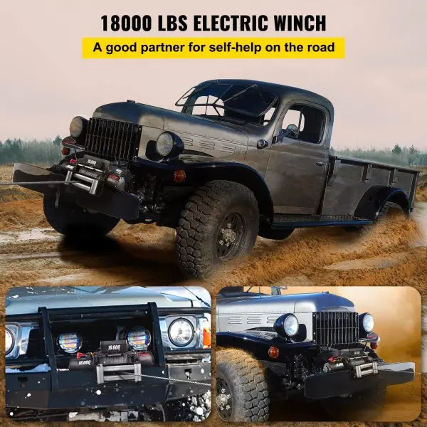 18.000-Lb Capacity 12V Electric Winch with Steel Cable – Off-Road Towing Solution for ATV. UTV & Trucks
