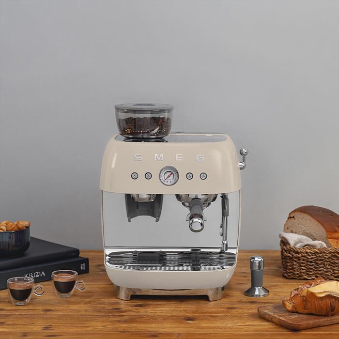 SMEG - Macchina da Caffè+macinacaffè 50's Style EGF03CREU-Panna LUCIDO