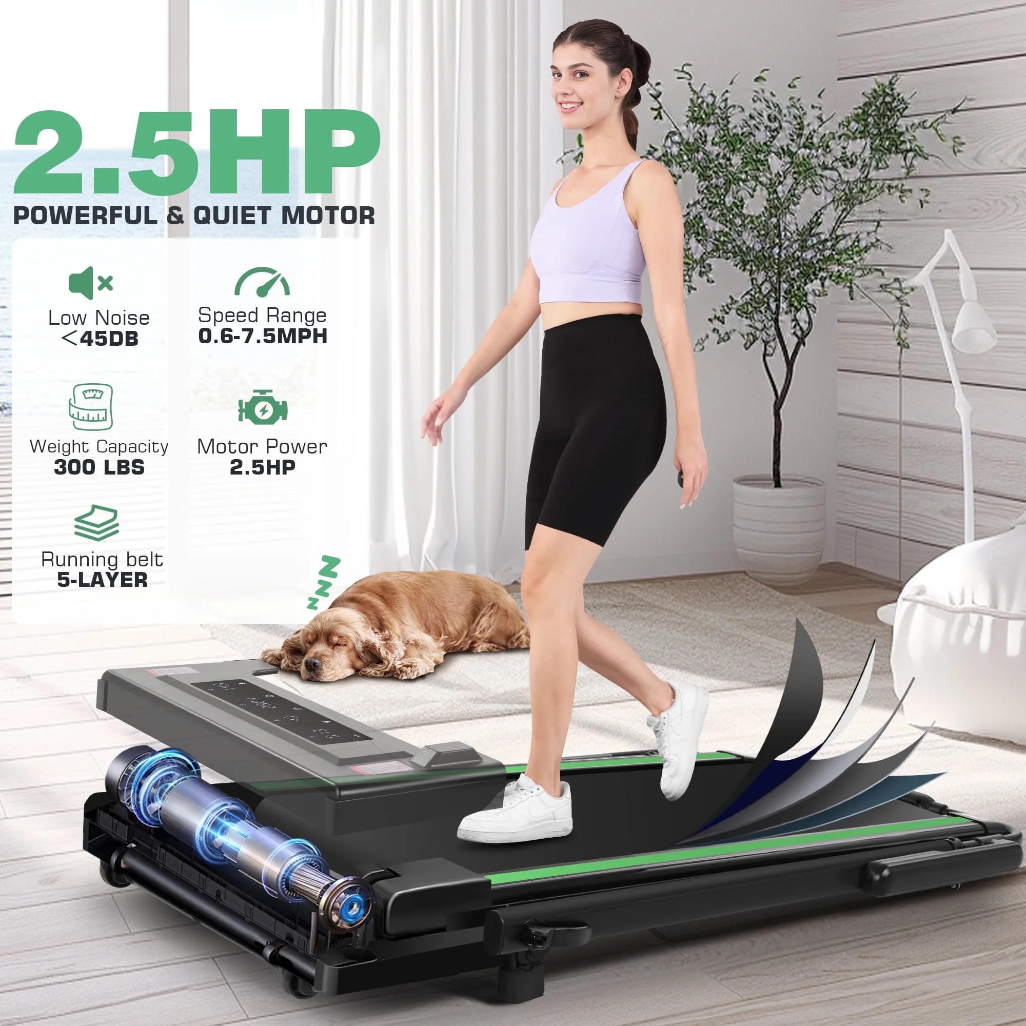 Simpfree 3 in 1 Under Desk Treadmill with Removable Desk, Walking Pad with Height Adjustable Armrests, LED Touch Screen, Remote Control, 0.5-7.5 mph