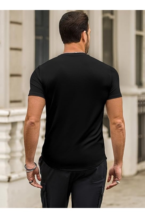 Mens Short Sleeve T Shirt Summer Muscle Slim