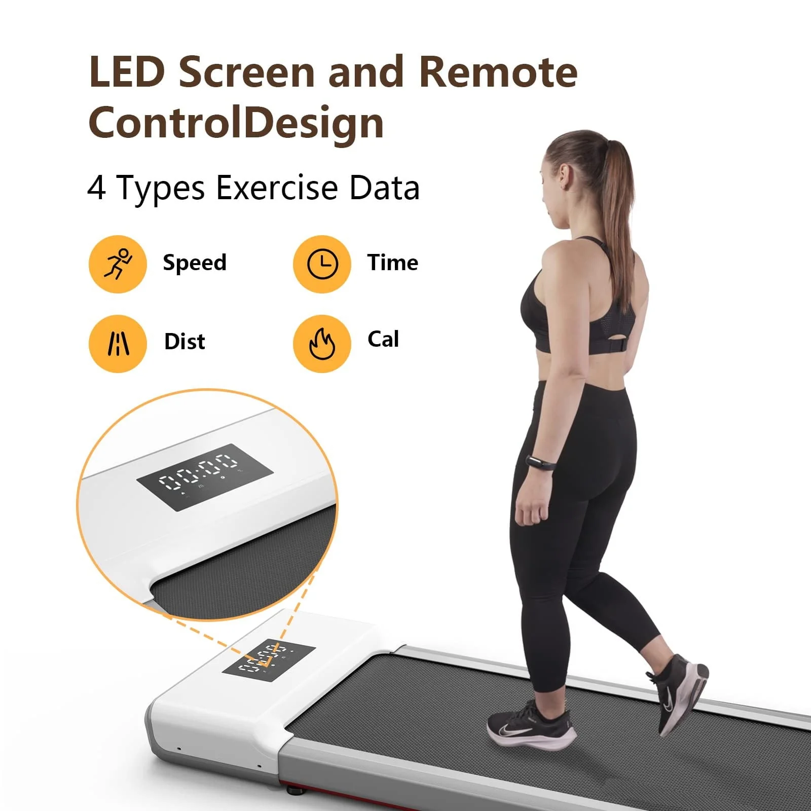 YDZJY  Walking Pad, Walking Treadmill Under Desk Treadmill 2 in 1 for Home/Office with Remote Control, Portable Treadmill in LED Display(White)