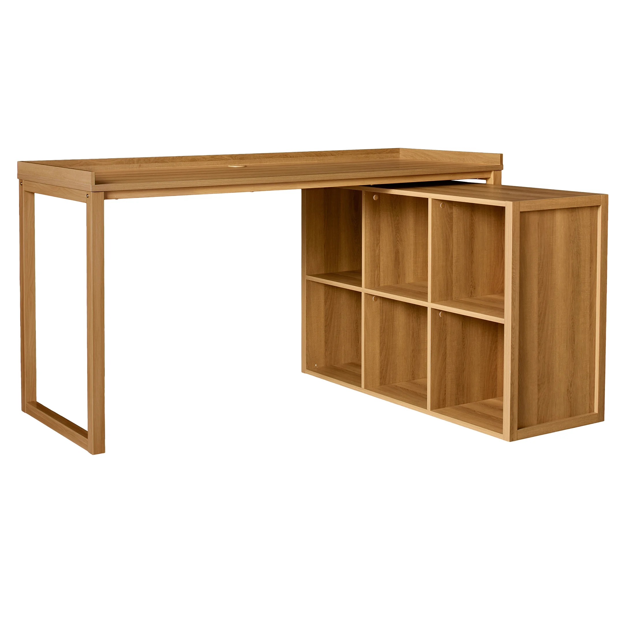 Better Homes & Gardens Ezra Modular L Desk with 6-Cube Storage, Walnut Finish