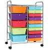 Costway 15 Drawer Rolling Storage Cart Tools Scrapbook Paper Office School Organizer Colorful