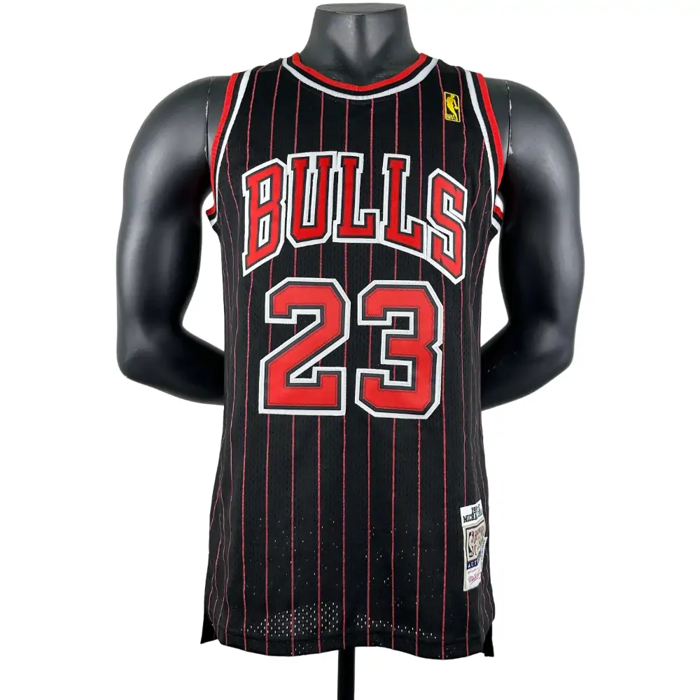 Embroidered MN Retro Jersey Bulls 97/98 Season Striped Black No. 23 Jordan