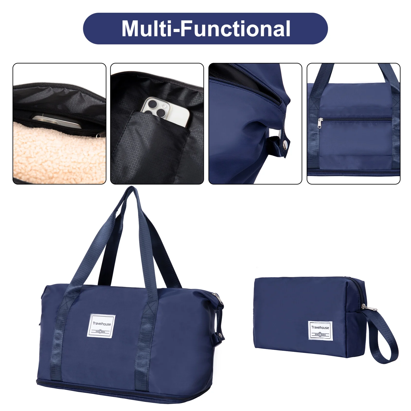 5-Piece Polyester Luggage Set with TSA Lock, Expandable Carry-On Suitcase and 360?�� Spinner Wheels in Blue, Complete Travel System for Versatile Packing