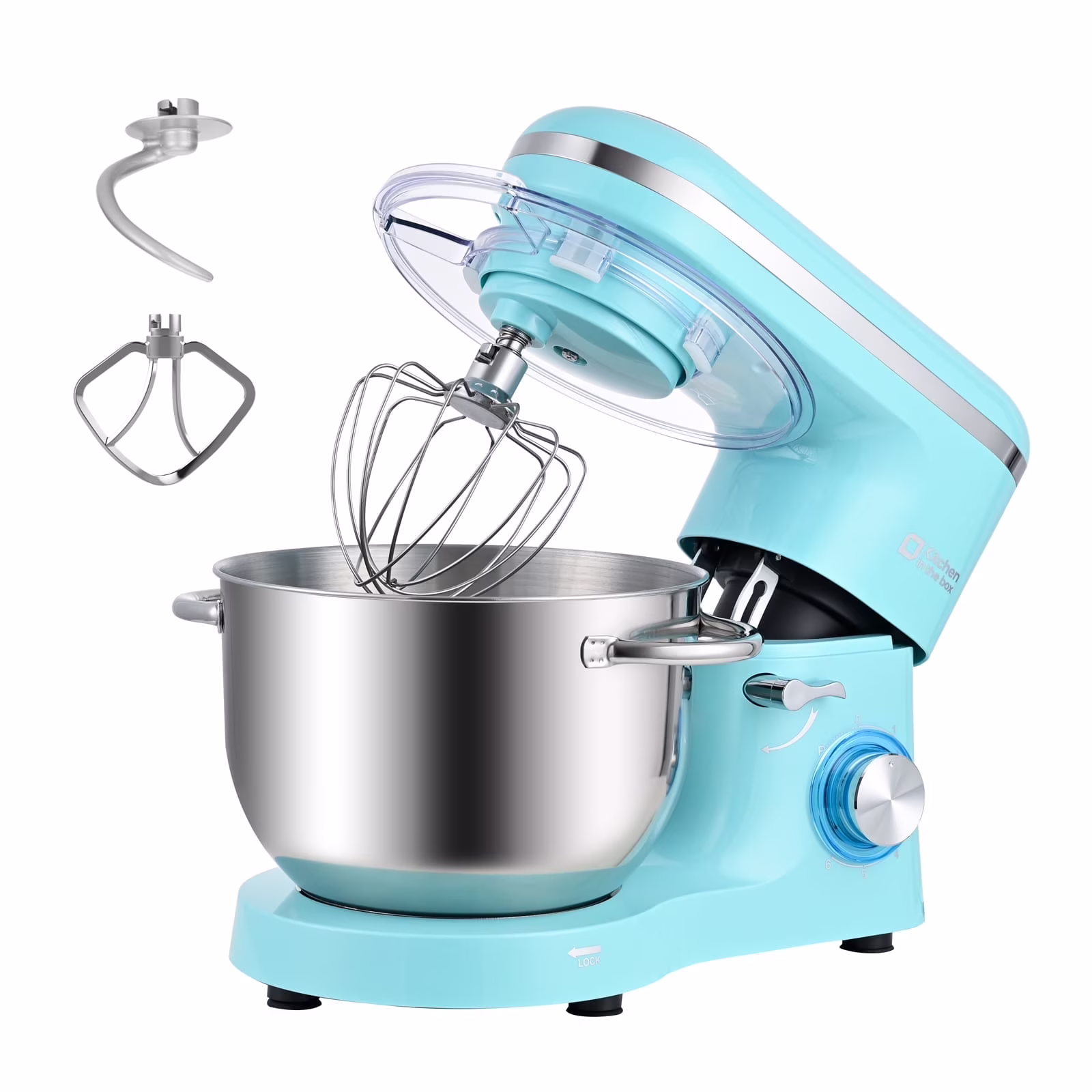Kitchen in the box Tilt-Head Stand Mixer, Electric Kitchen Mixer with 6.5QT Stainless Steel Bowl, 660W Food Mixer with 6-Speed, Black