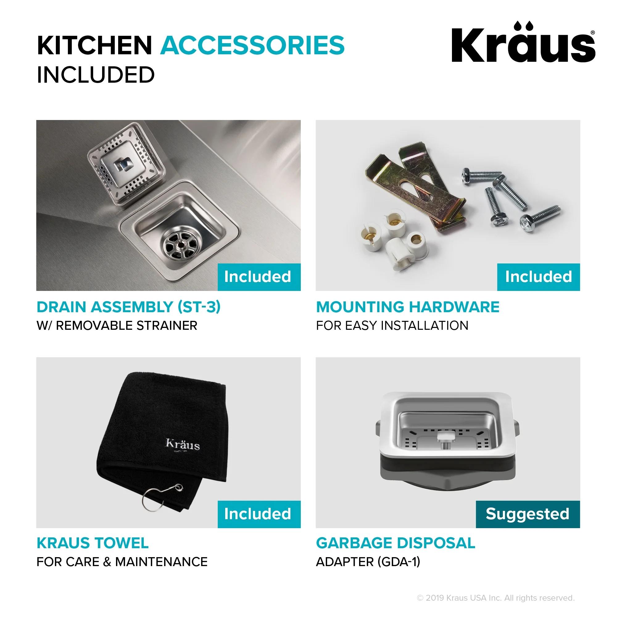 KRAUS Pax Zero-Radius 24-inch 18 Gauge Undermount Single Bowl Stainless Steel Laundry and Utility Sink