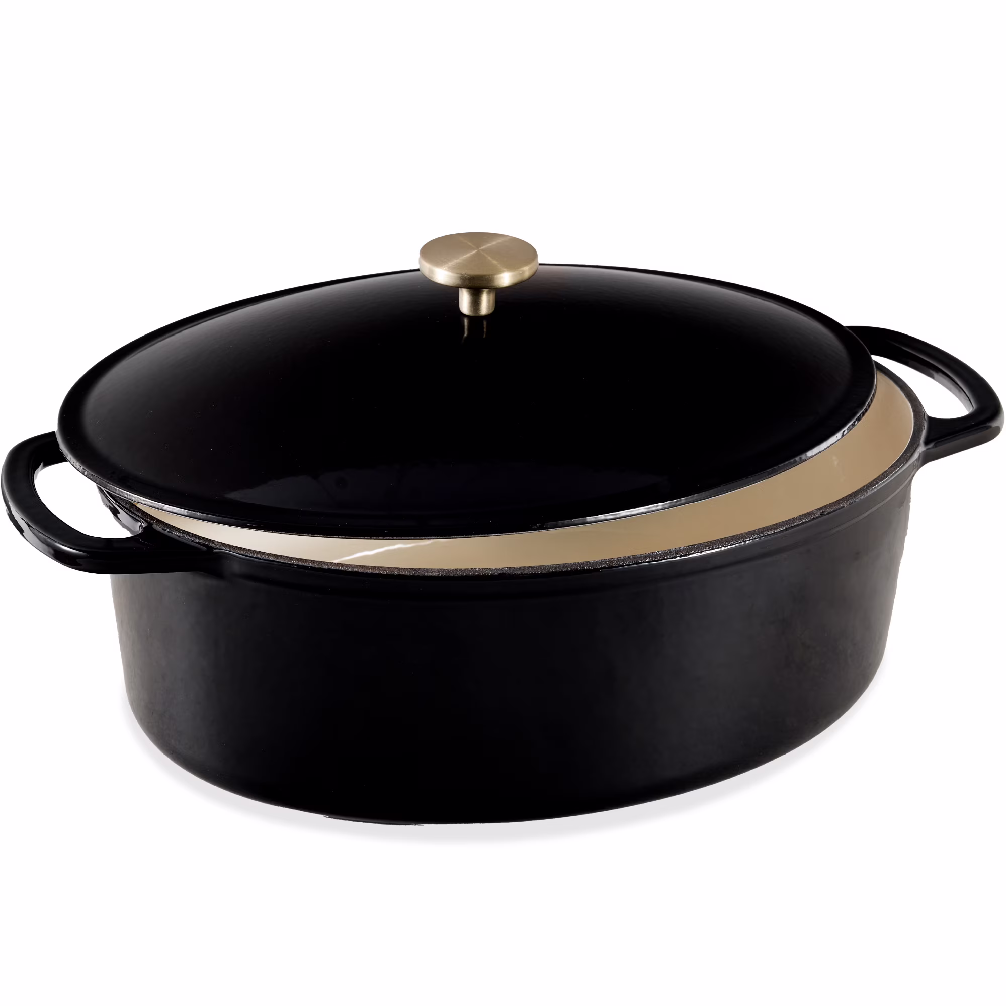Best Choice Products Oval 7.5 Quart Cast-Iron Dutch Oven, Heavy-Duty w/ Enamel, Side Handles - Vanilla Buttercream
