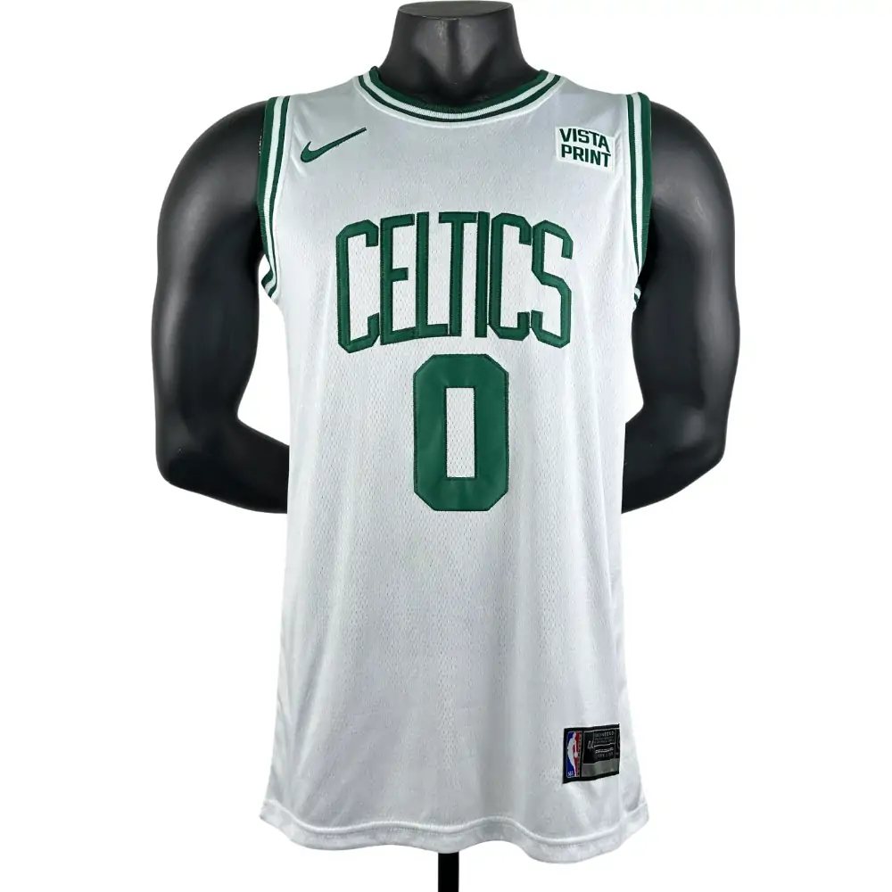 Embroidered Celtics White No. 0 Tatum