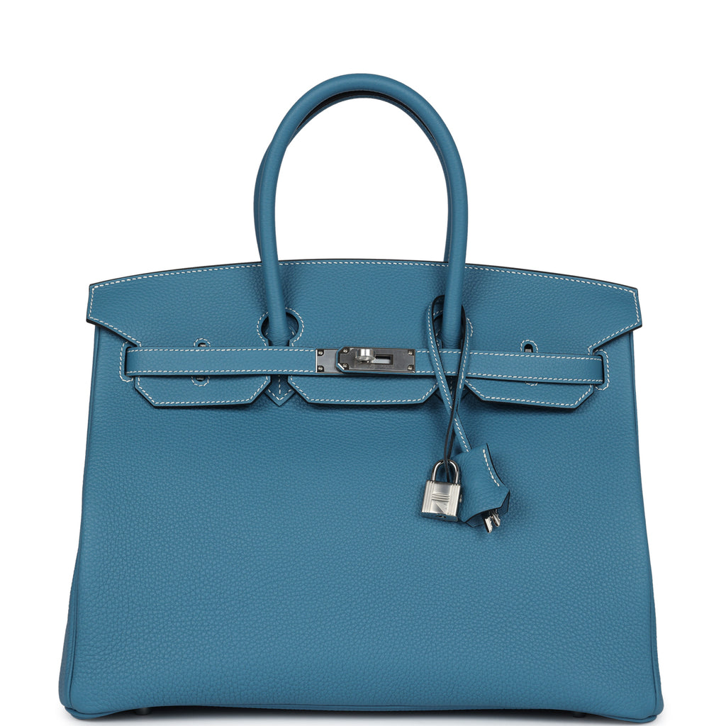 Birkin 35 Blue Jean Togo Palladium Hardware