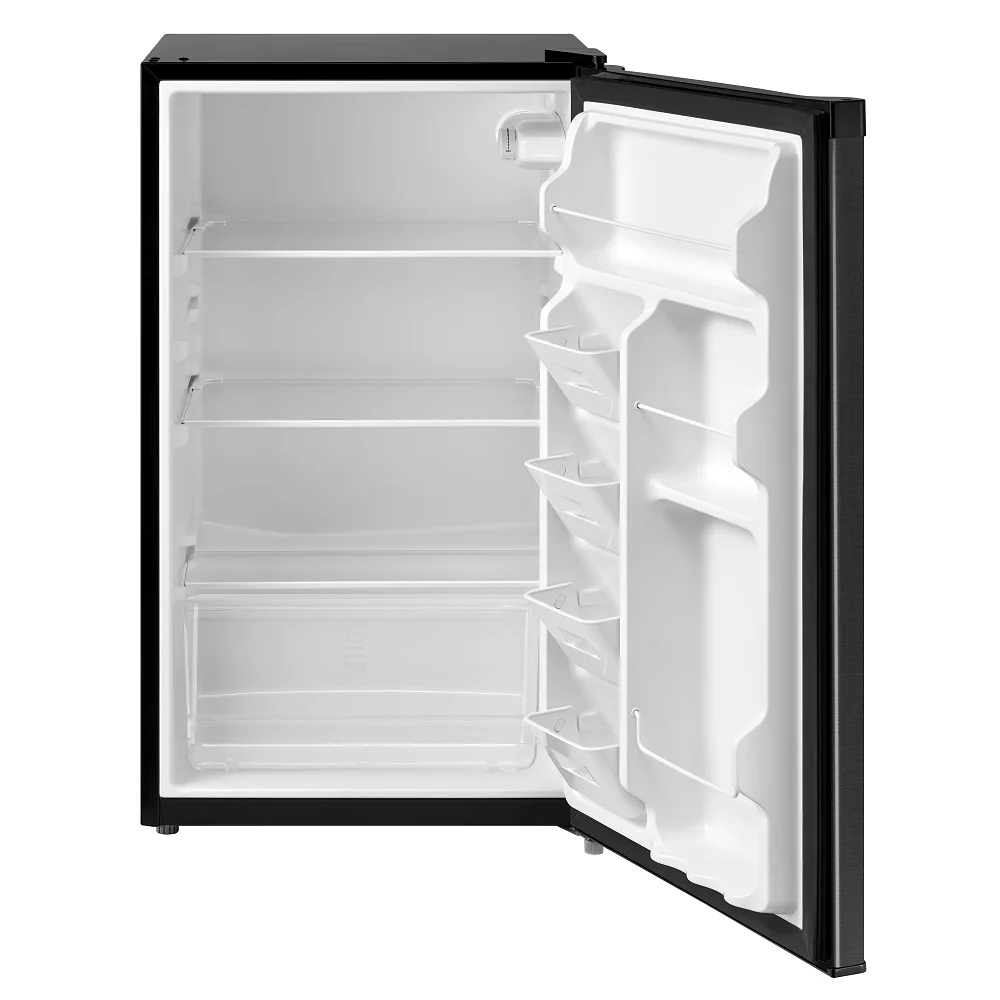 Mainstays 4. 4 Cu. ft. Single Door Mini Refrigerator, Stainless Steel Look