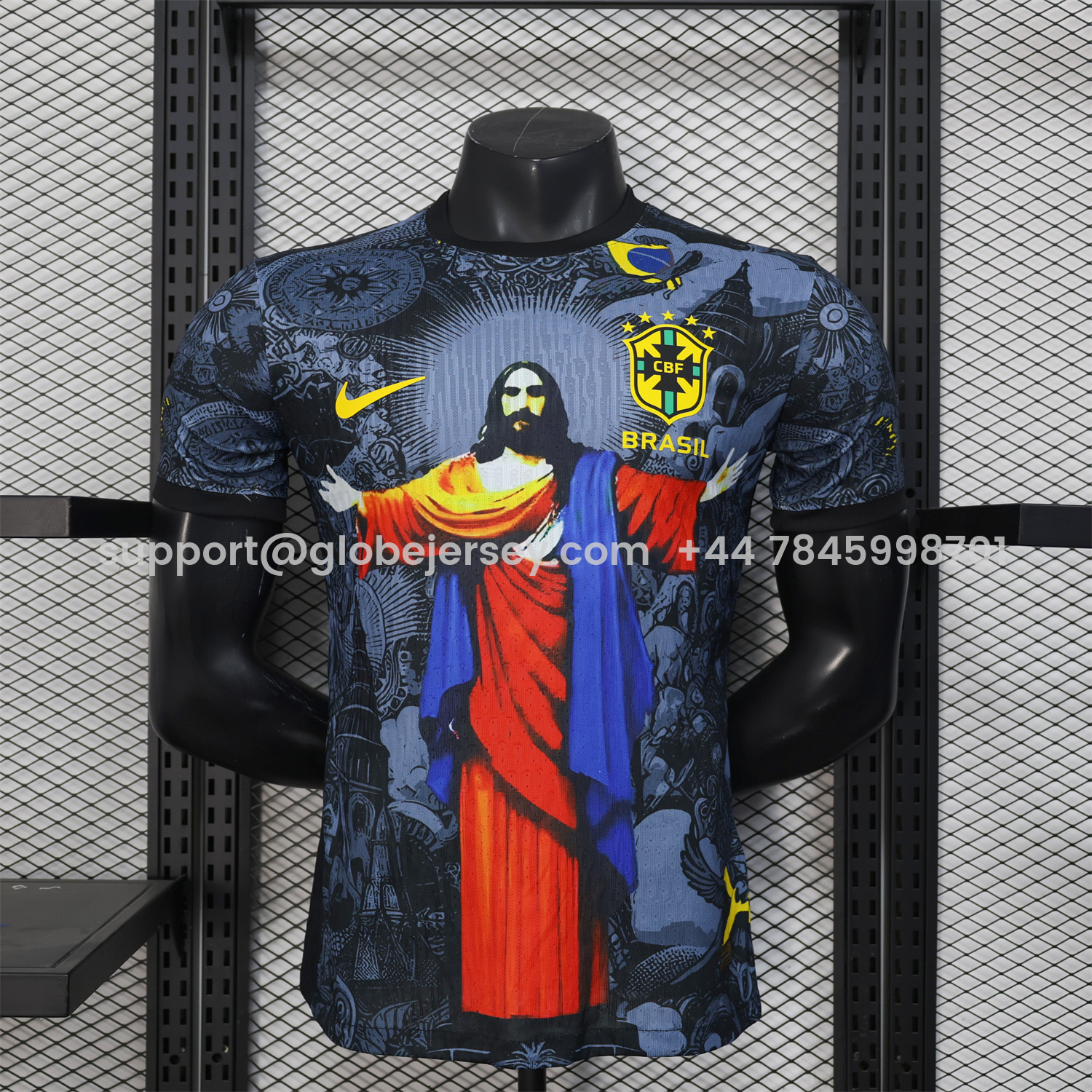 Brazil 25-26 Colorful Jesus Statue Special Black Jersey - Player Version