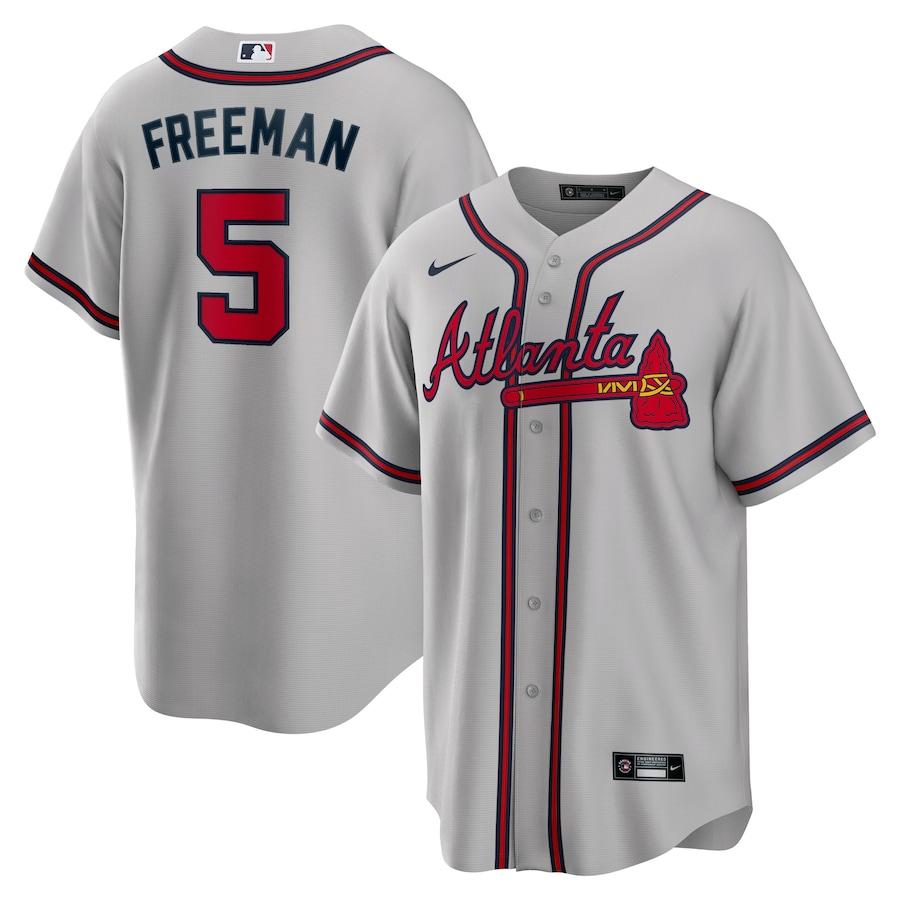 Mens Atlanta Braves Freddie Freeman Cool Base Replica Jersey Grey