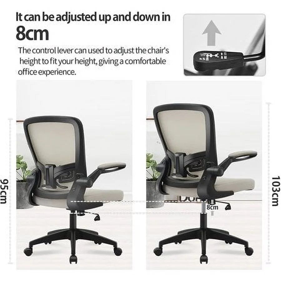 COOLHUT Ergonomic Office Chair, 400LBS Task Chair, Comfort Desk Chair with Adjustable Lumbar Support and Flip up Arms, Black