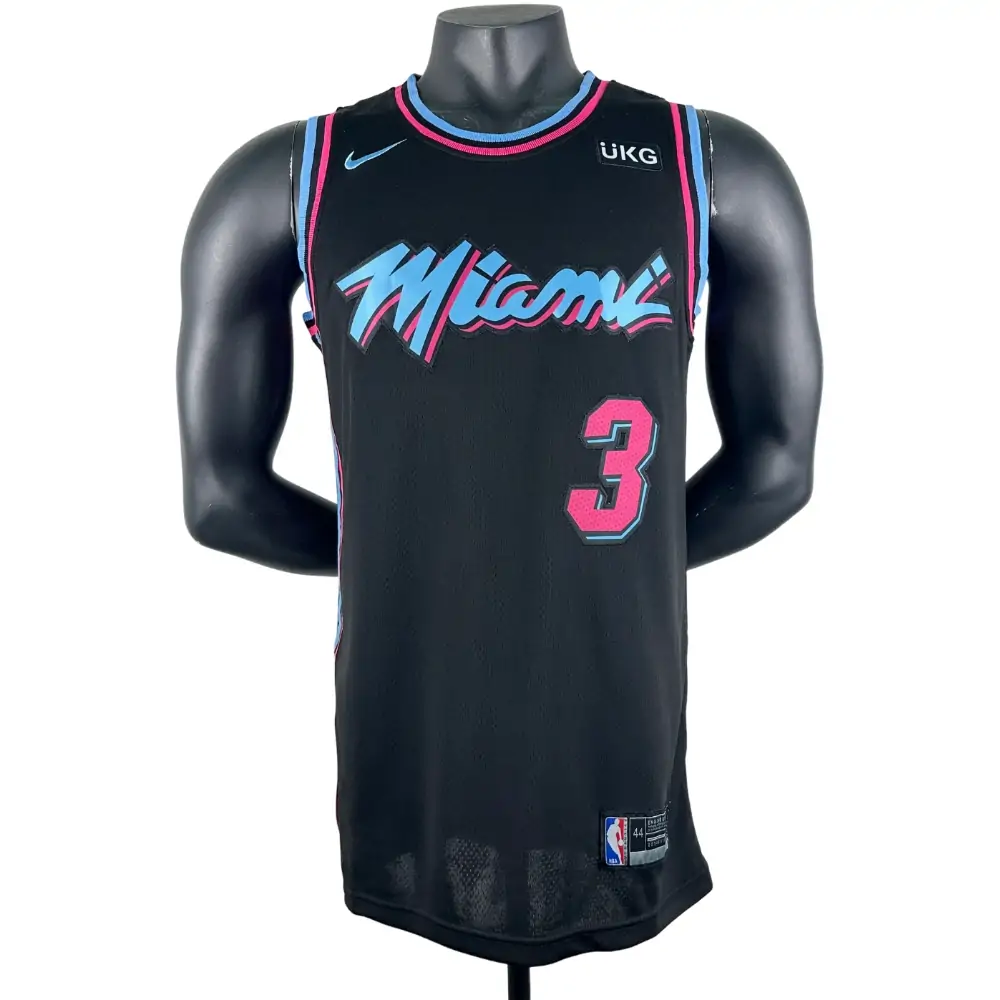 Embroidered Heat Crew Neck Black No. 3 Dwyane Wade