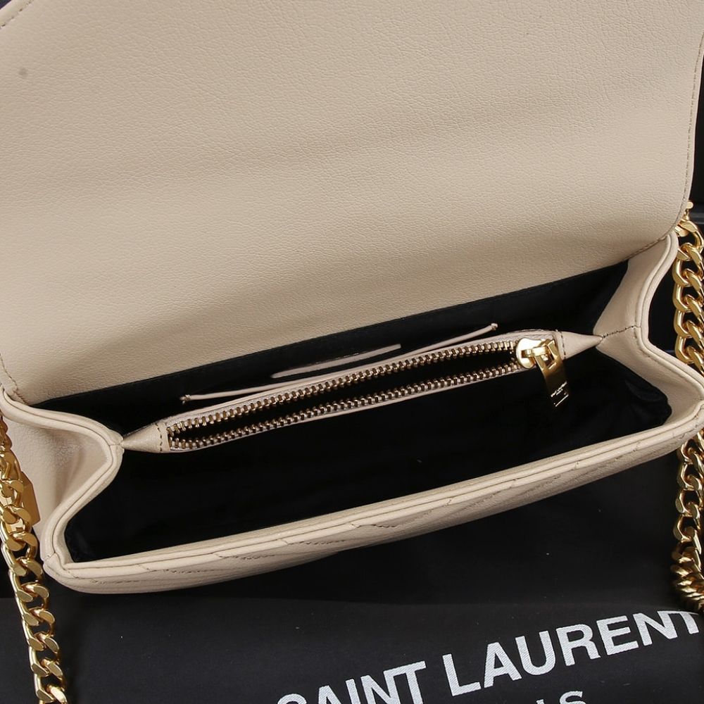 Saint Laurent College Medium In Quilted Leather Beige 9.4 Inches 600279BRM072721