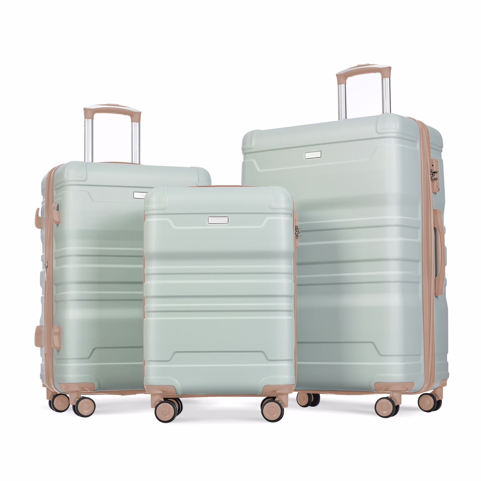 Luggage Sets New Model Expandable ABS Hardshell 3pcs Clearance Luggage Hardside Lightweight Durable Suitcase sets Spinner Wheels Suitcase with TSA Lock 20''24''28''(blue and brown)