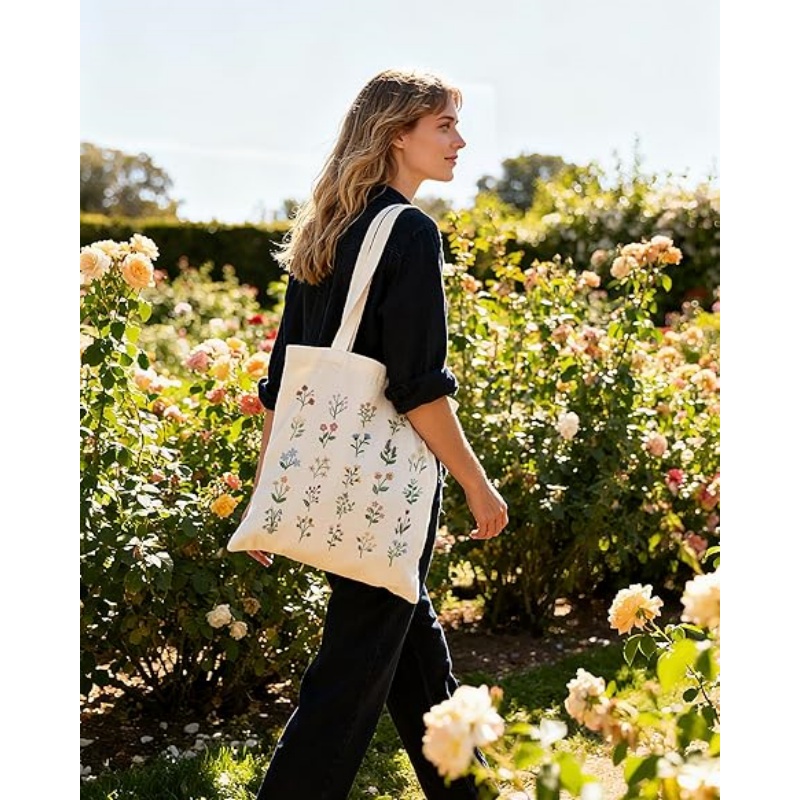 CANVORY Canvas Tote Bag with Aesthetic Prints
