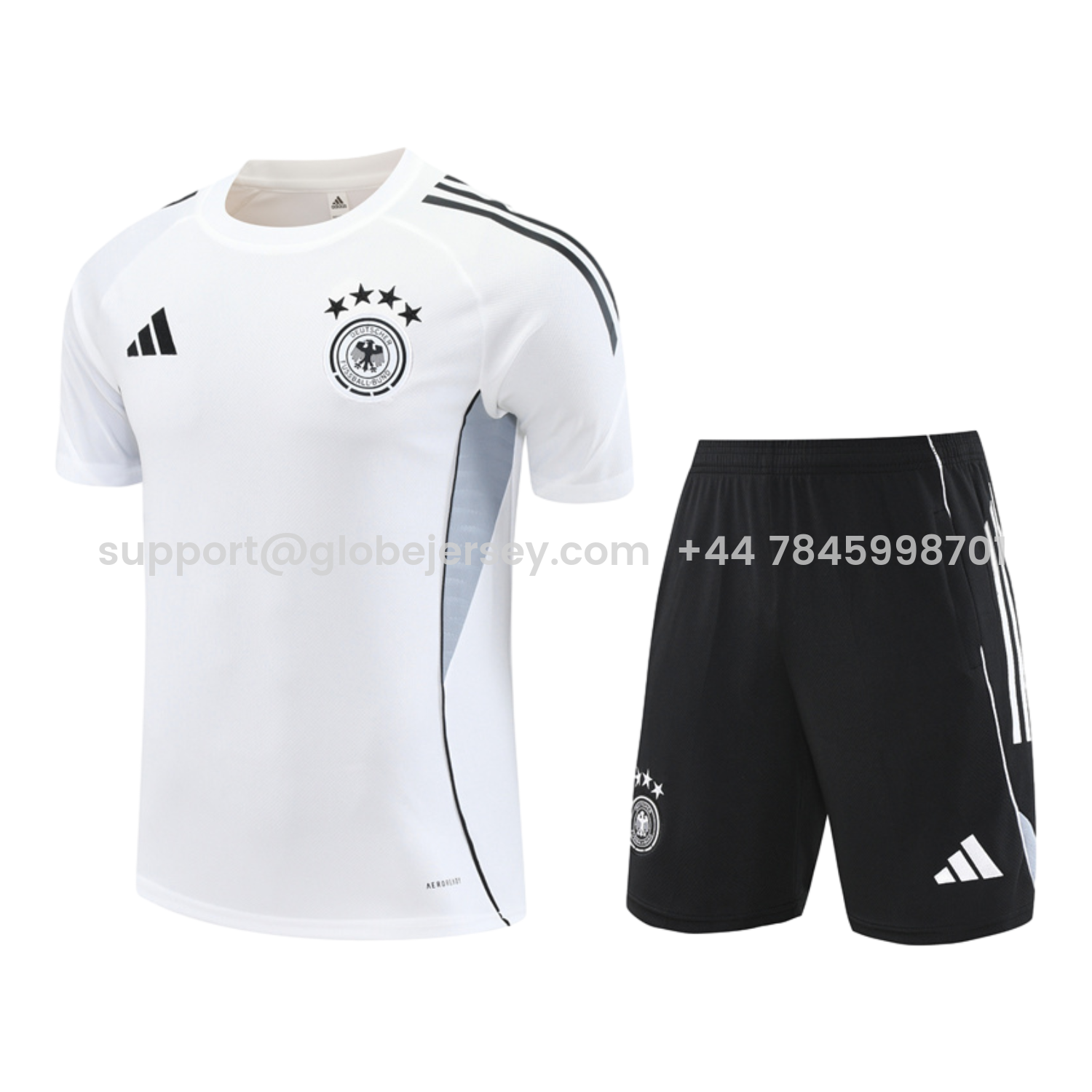 Germany 25-26 Short-Sleeve Training Set - White Top & Black Shorts