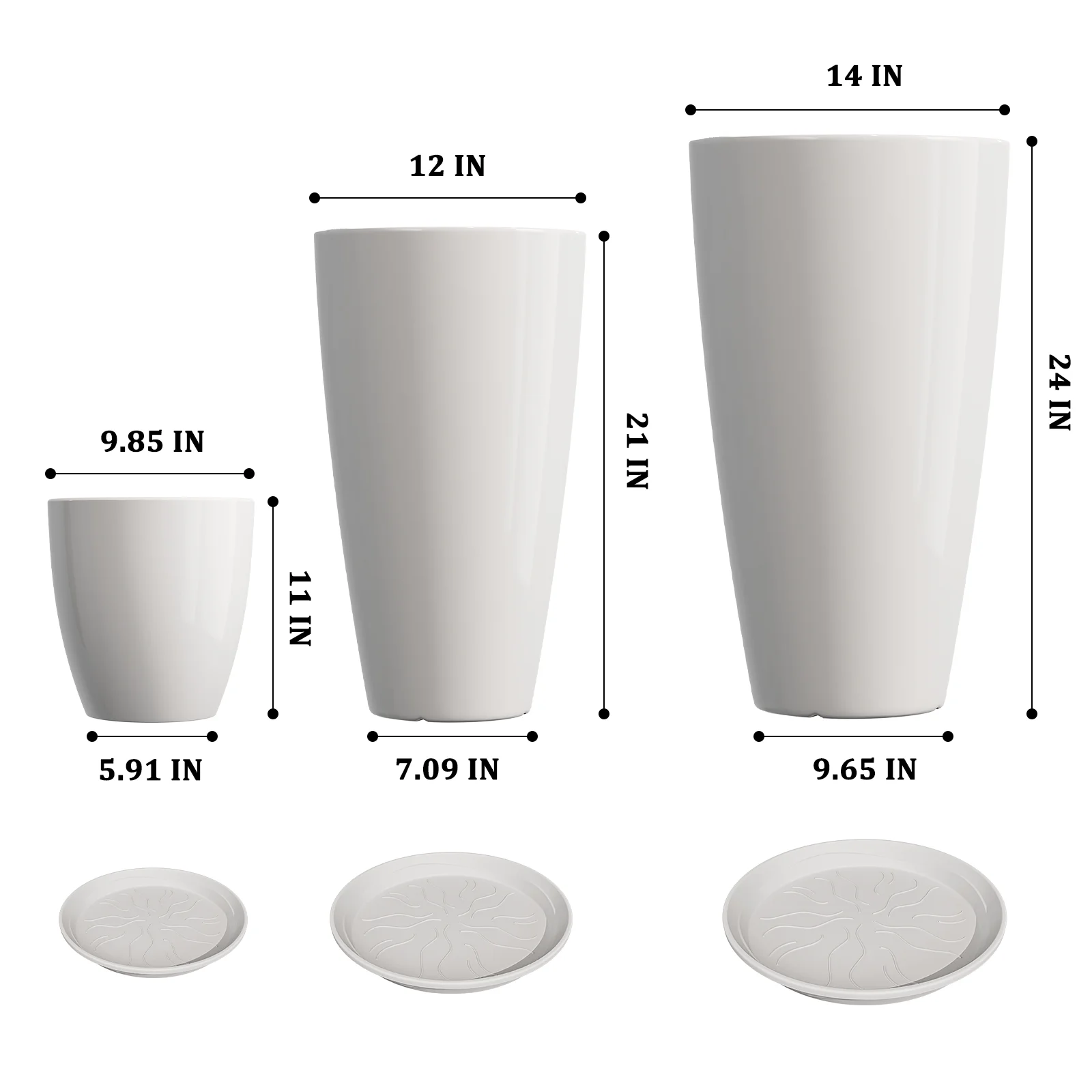 24,21,10 inch Large Planter for Indoor & Outdoor Plants, Set of 3, Sturdy Plant Flower Pots Modern Decor for Front Porch Patio,Blue