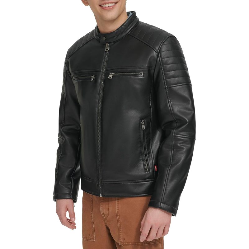 Men's Faux Leather Racer Jacket