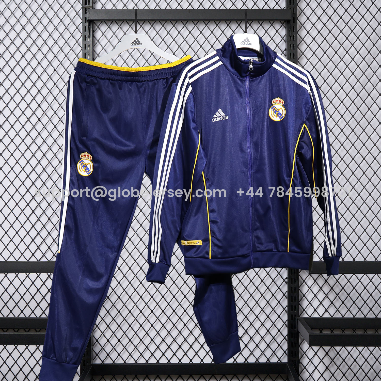 Real Madrid 25-26 Pure Color Yellow Lines Training Set - Dark Blue Top and Dark Blue Pants