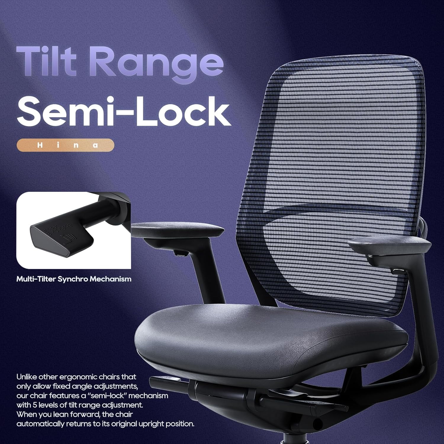 Ergonomic Office Chair, High Back Mesh Desk Chair with Adjustable Lumbar Support, Reclining Backrest, 4D Armrests, Breathable Mesh, Comfortable Computer Chair for Home Office, Work,Study
