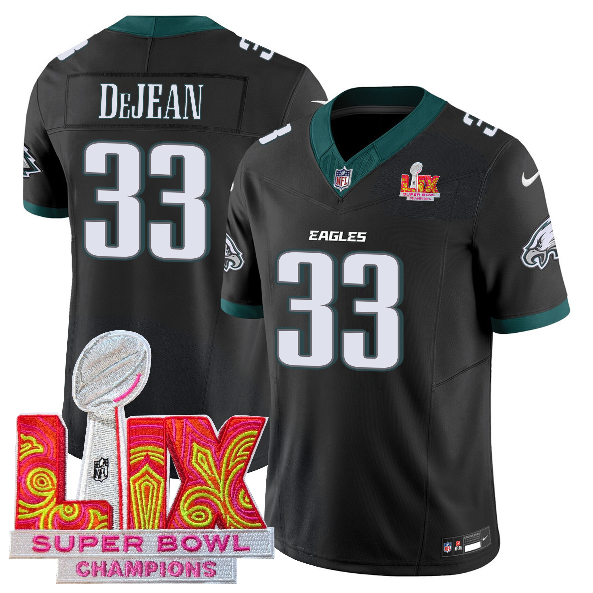 Men's Philadelphia Eagles Jersey - Super Bowl LIX Champions Patch