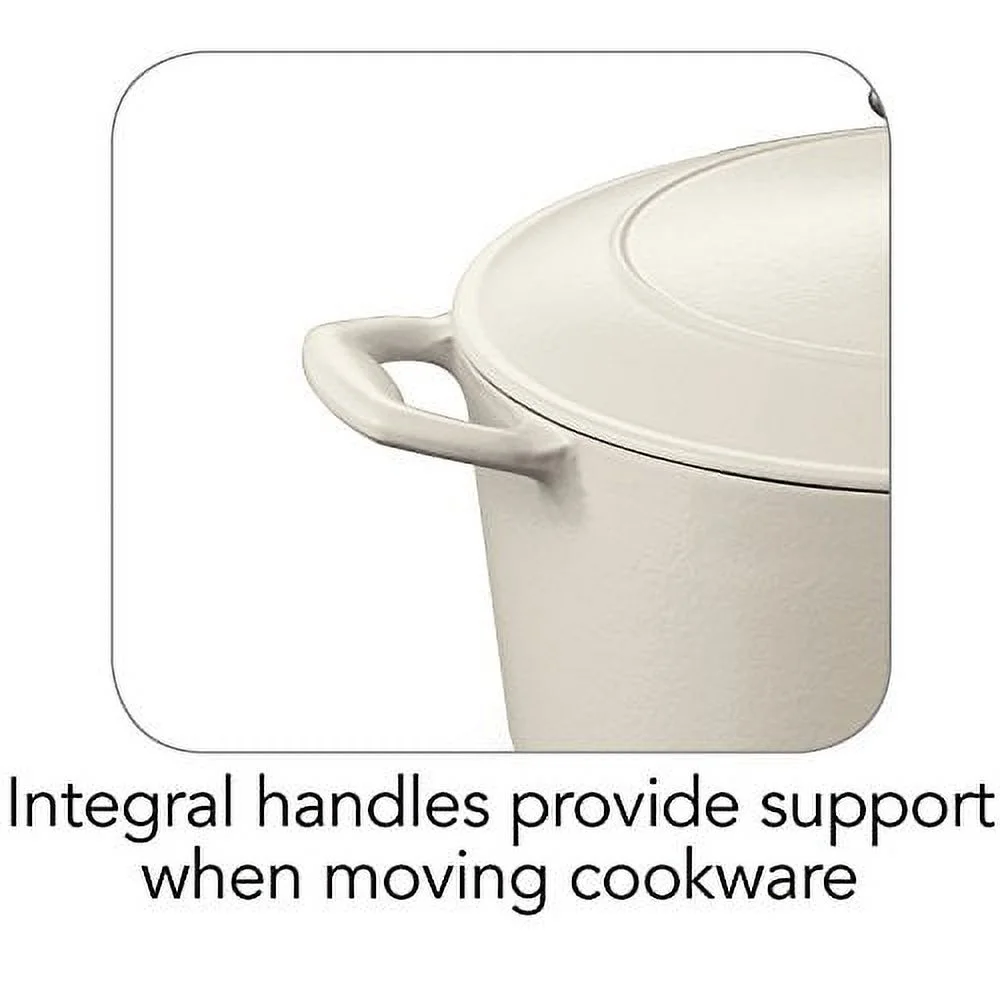 Tramontina Bestow 5.5-Quart Enameled Cast Iron Round Dutch Oven with Lid, Porcelain Enamel Finish, Matte White, Oven-Safe