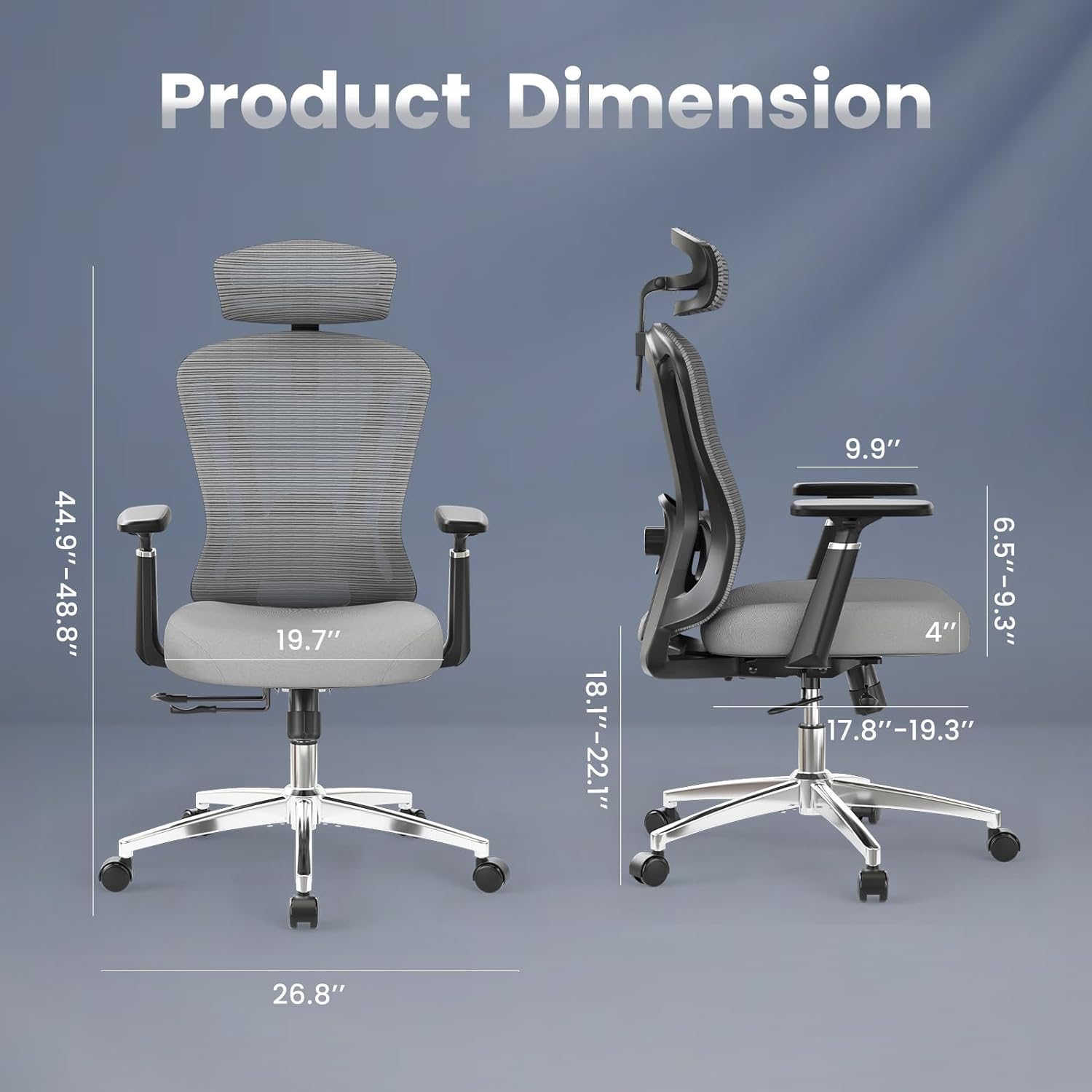 STARY Ergonomic Office Chair with Footrest, High Back Mesh Desk Chair with Adjustable Headrest & Lumbar Support, Comfortable Computer Chair for Home Office Study, White & Beige