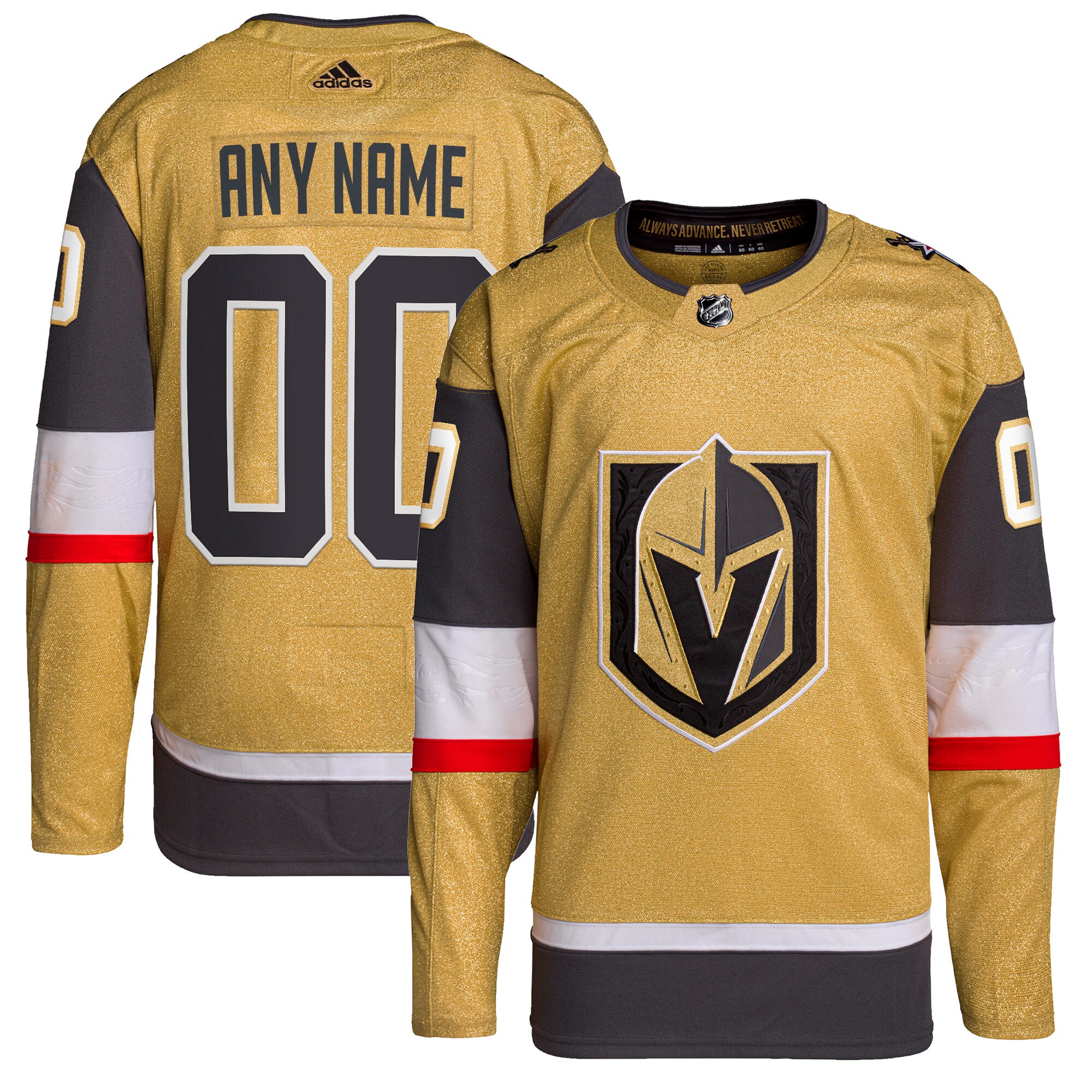 Vegas Golden Knights   Home  Primegreen  Custom Jersey – Gold