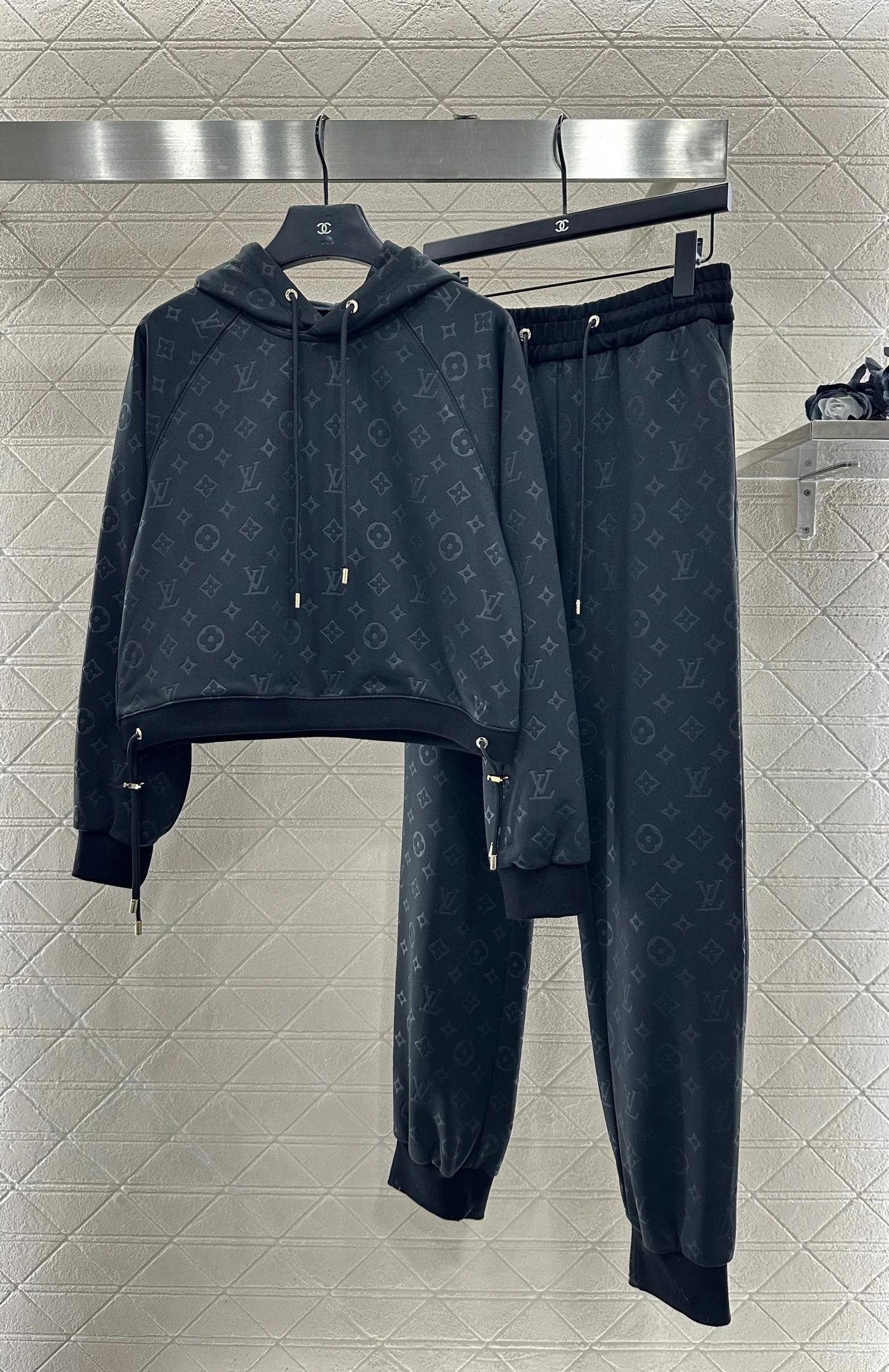 Jacquard hooded sweatshirt and jogger pants set