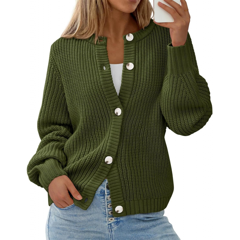 Women's Chunky Knit Open Front Sweater Crewneck