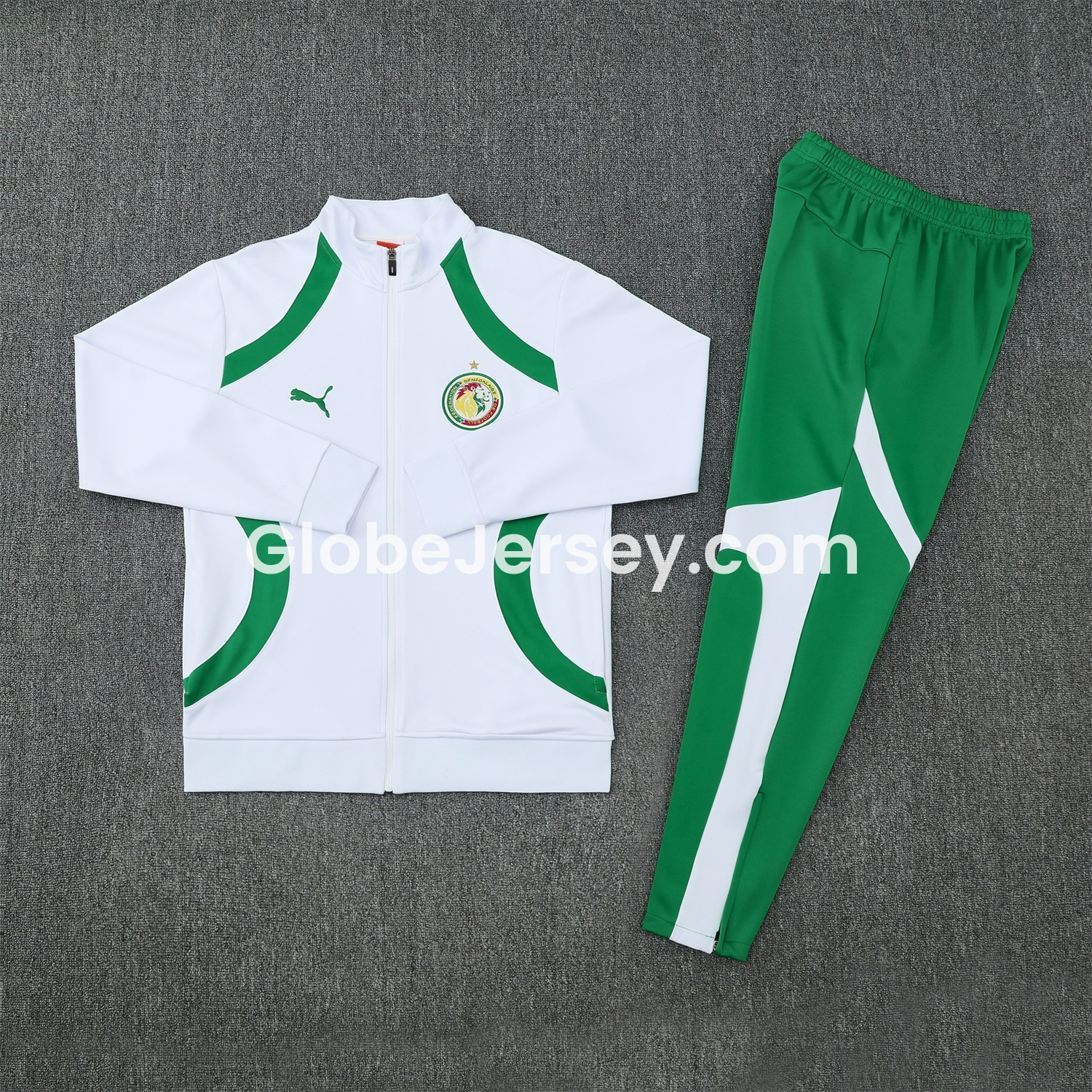 Senegal 25-26 Jacket Training Tracksuit - White Jackets & Green Pants