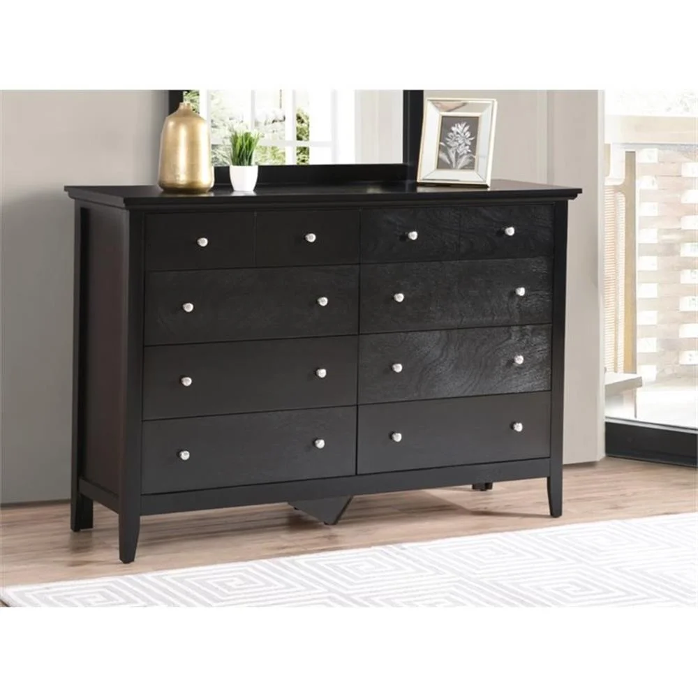 Home Square 2-Piece Set with Full Panel Bed and 8-Drawer Dresser in Black