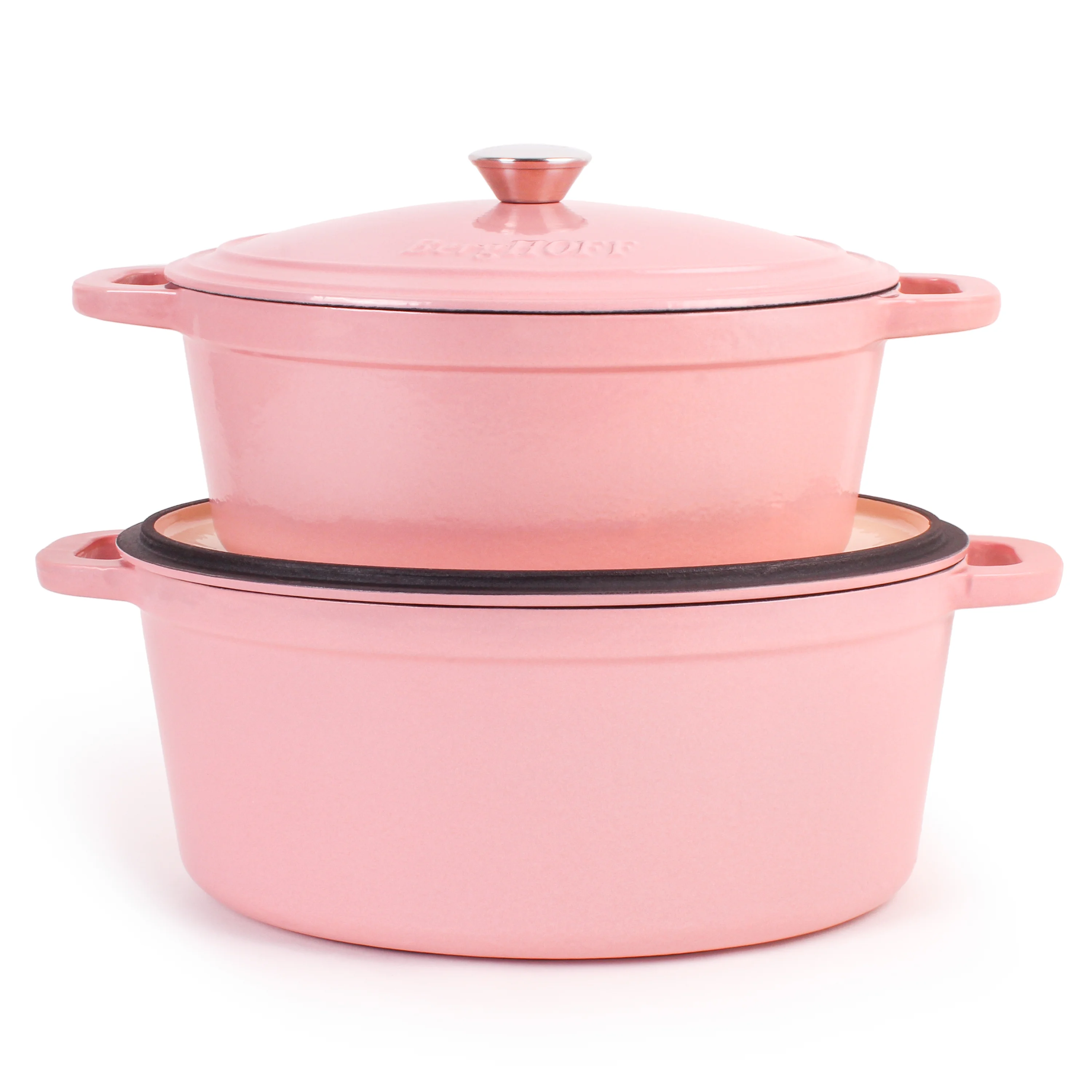 BergHOFF Neo 4Pc Cast Iron Set: 5qt. & 7qt. Covered Dutch Ovens, Green