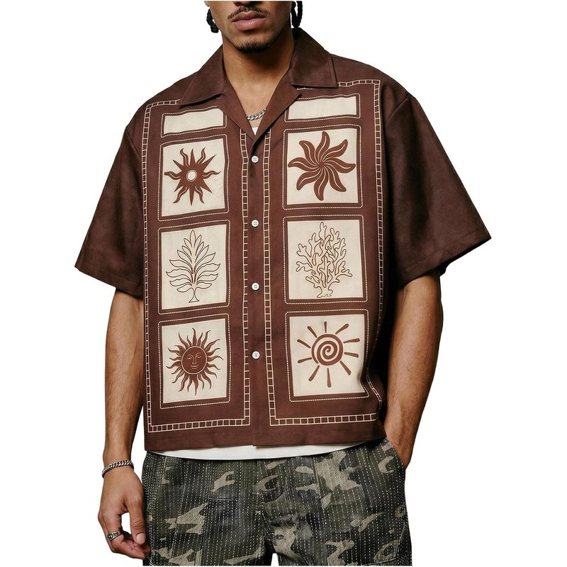 Men's Button Down Shirt Streetwear Crop Top Country Concert Outfits
