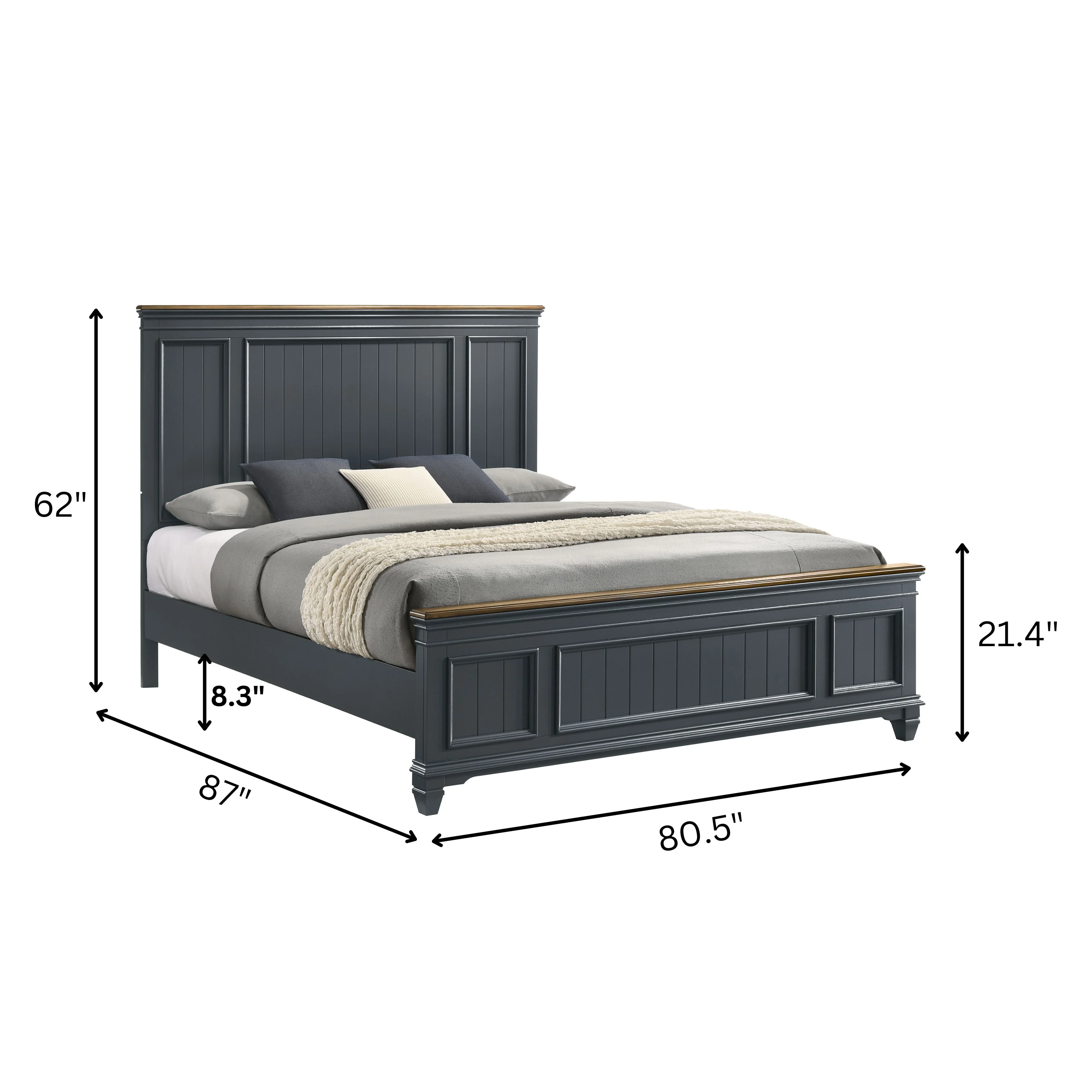 Roundhill Furniture Clelane Wood Bedroom Set Panel King Bed, Dresser, Mirror, and Nightstand