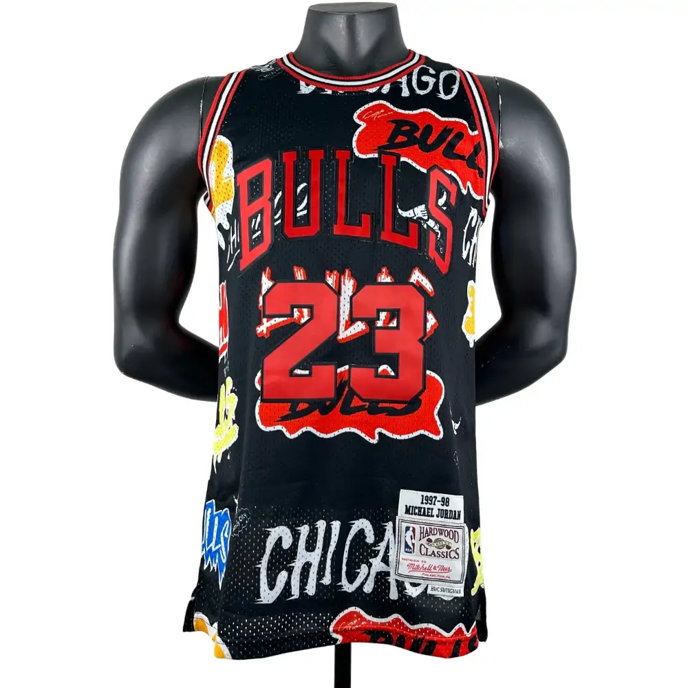 Embroidered MN retro jersey, Bulls 97/98 season, graffiti, No. 23 Jordan