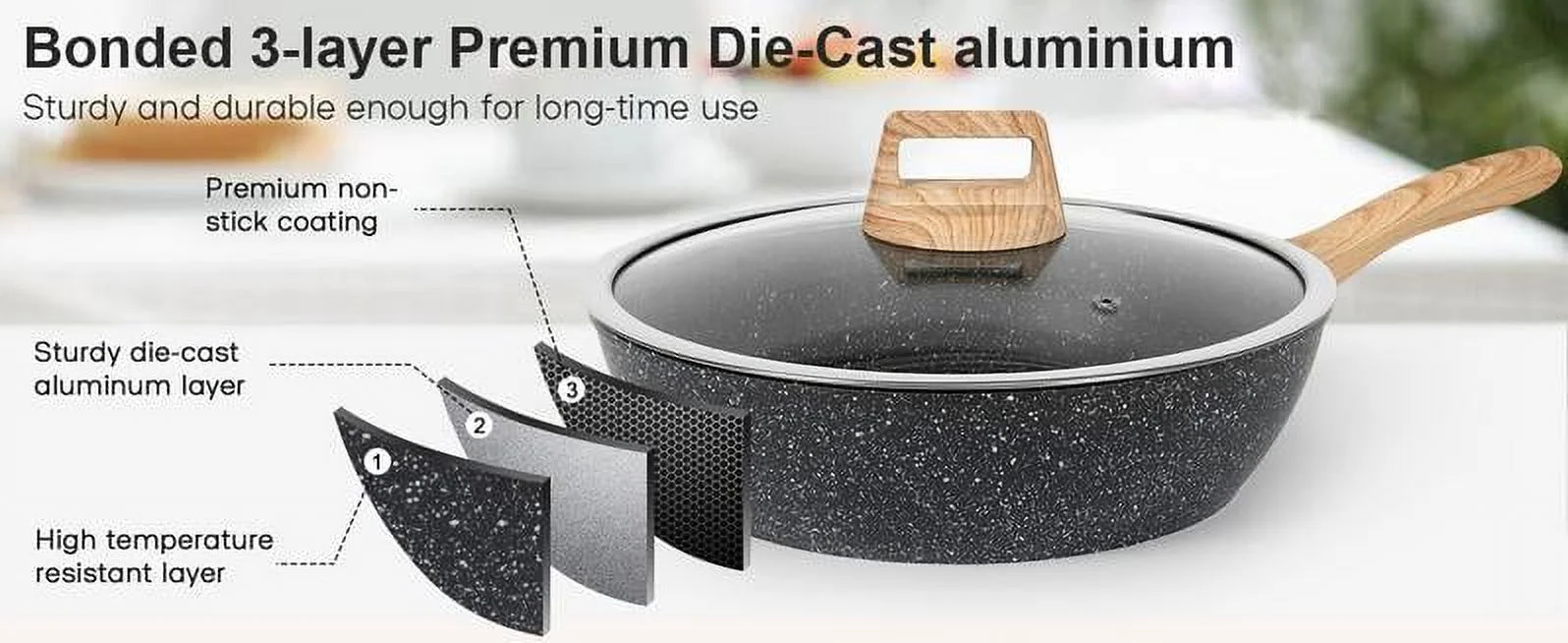 12pcs Pots and Pans Set Non Stick Kitchen Cookware Sets Induction Cookware Nonstick Granite Cooking Set with Frying Pans, Saucepans, Steamer