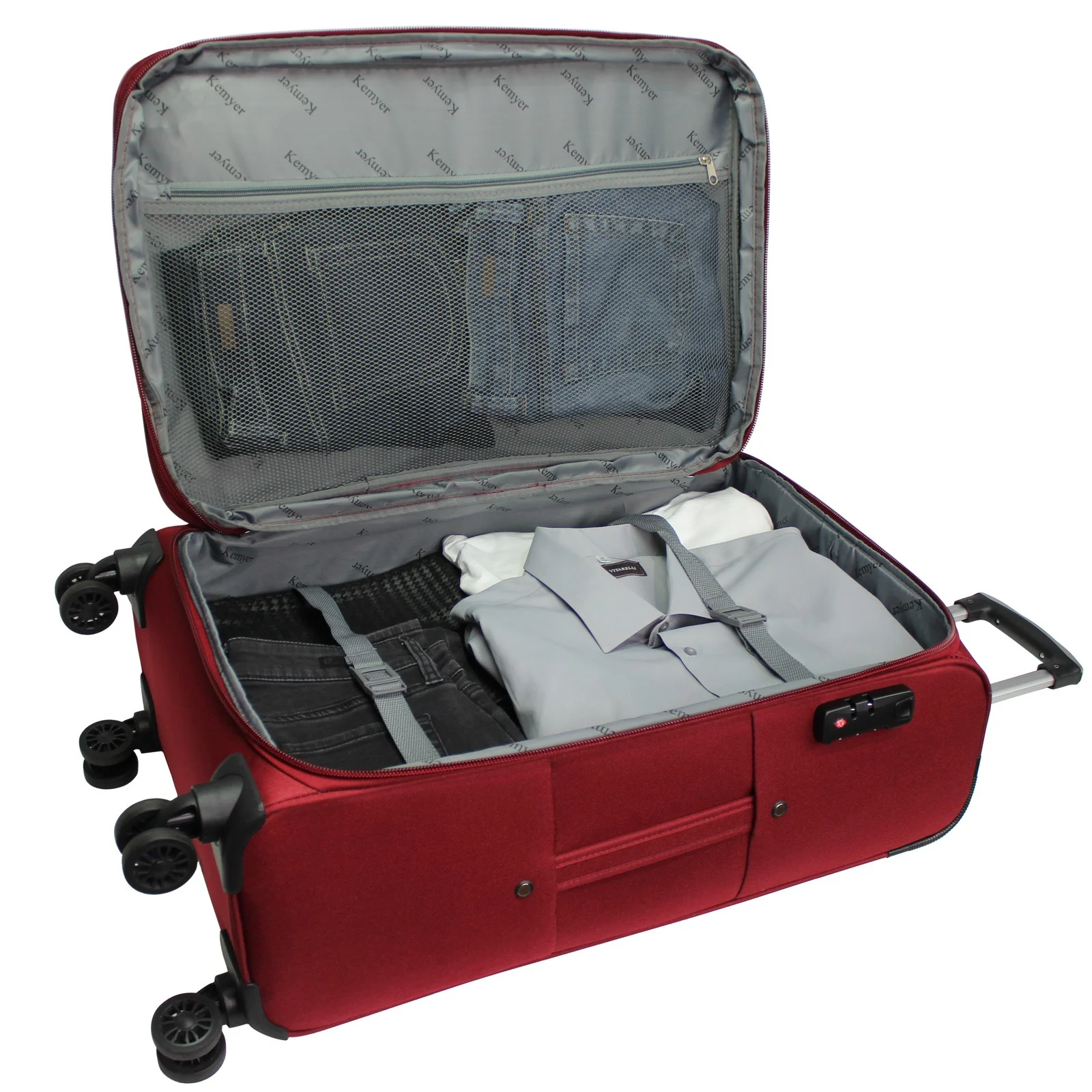 CalBags Kemyer Softside Lightweight 3-Piece Expandable Spinner Luggage Set - Black