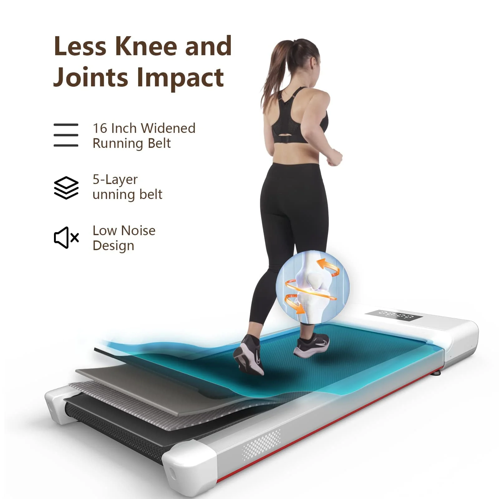 YDZJY  Walking Pad, Walking Treadmill Under Desk Treadmill 2 in 1 for Home/Office with Remote Control, Portable Treadmill in LED Display(White)